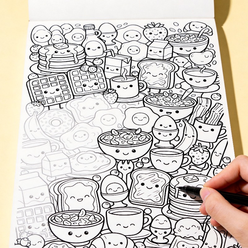 Food Snacks Coloring Book - Livre de coloriage pour adultes, dessiné